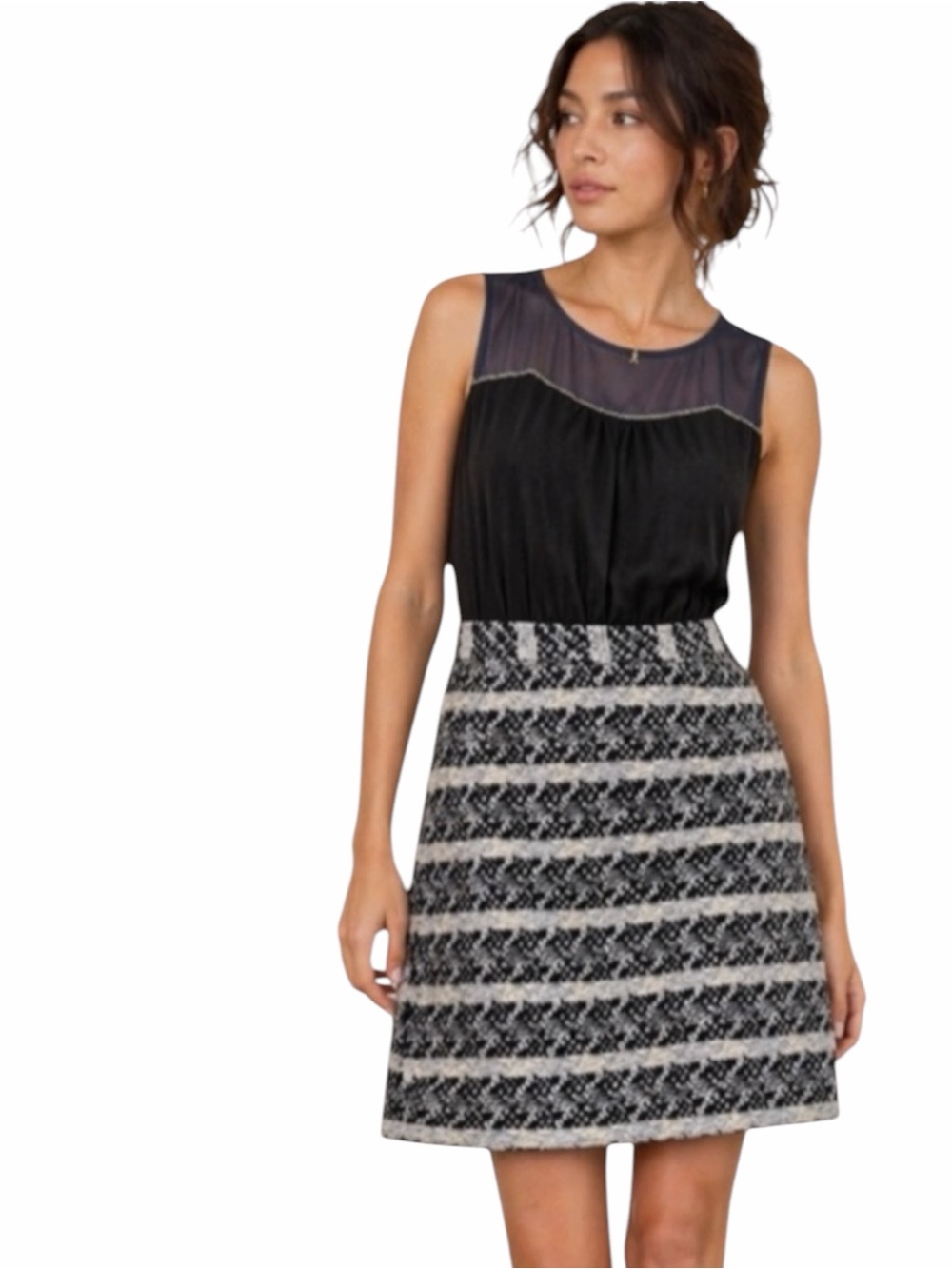 NWT - Anthropologie Moulinette Soeurs – Tweed Mini Dress – Black Cream – Sz. 6